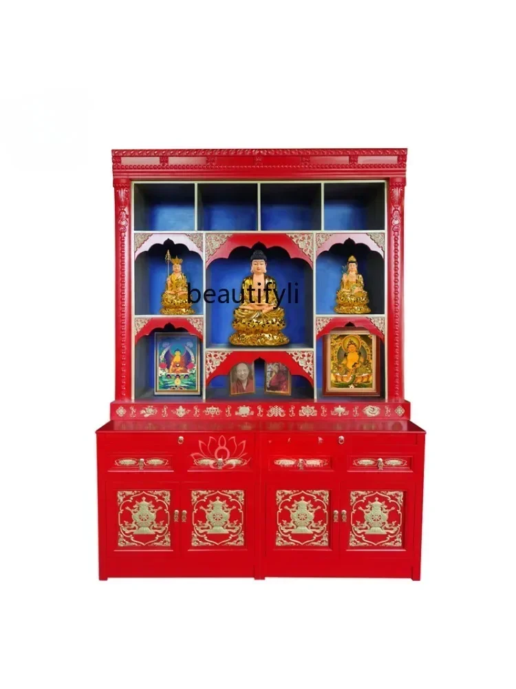 

Chinese Style Clothes Closet Buddha Cabinet Worship God Shed Solid Wood Tibetan Tantric Altar Cabinet furniture
