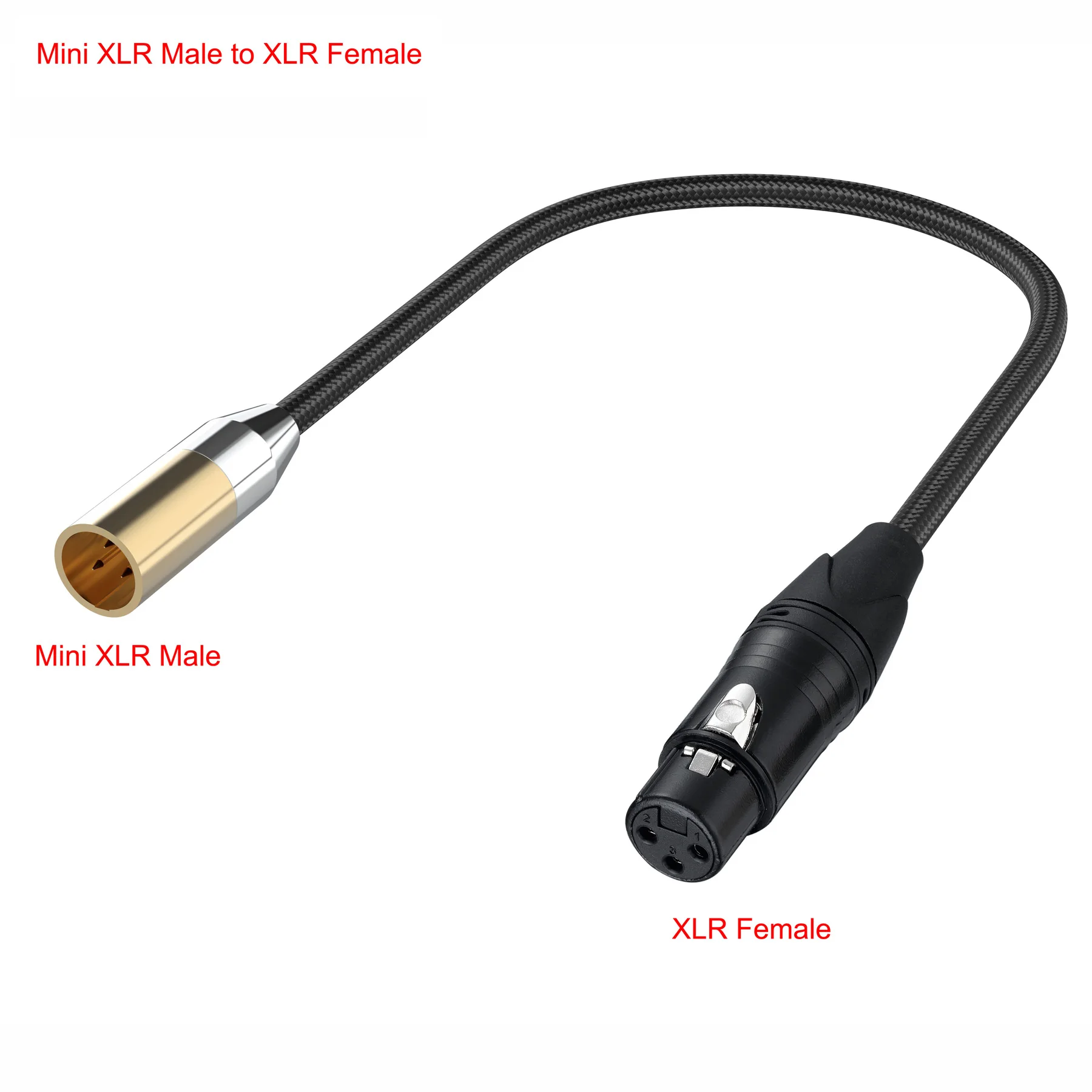 Bochara Braided Mini XLR Male Female to XLR Male Female Cable Foil+Braided Shielded 3Pin Gold Plated