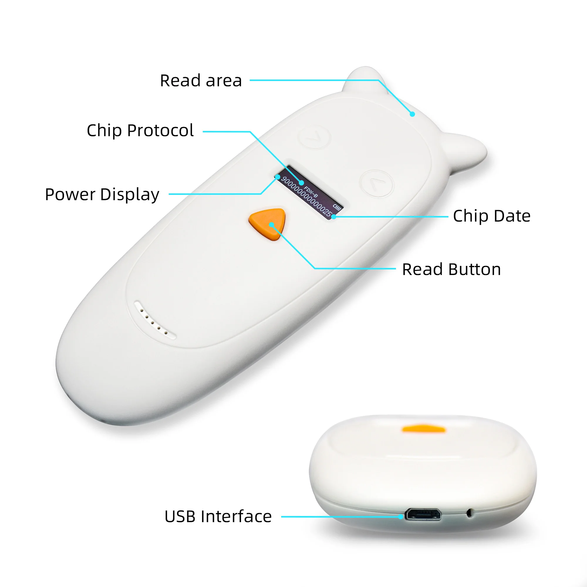 สัตว์ชิปเครื่องสแกนเนอร์ USB FDX-B ID64 หูขนาดเล็ก mini RFID สัตว์เลี้ยง microchip เครื่องสแกนเนอร์สําหรับสุนัข cat ID สัตว์ชิป reader