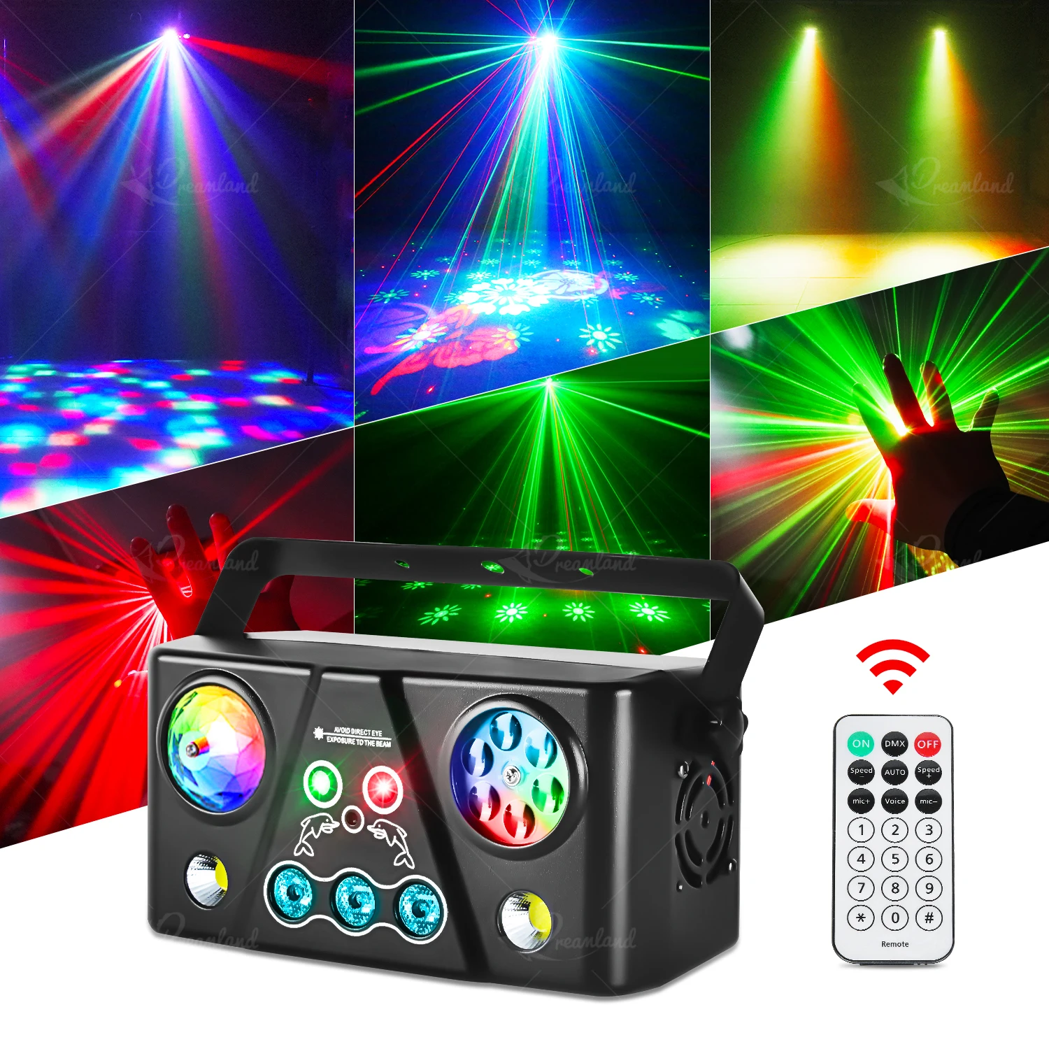 MOKA Home Party Light RGB Led Laser Pattern Strobe Remote DMX Disco Lighting for Wedding Birthday Party