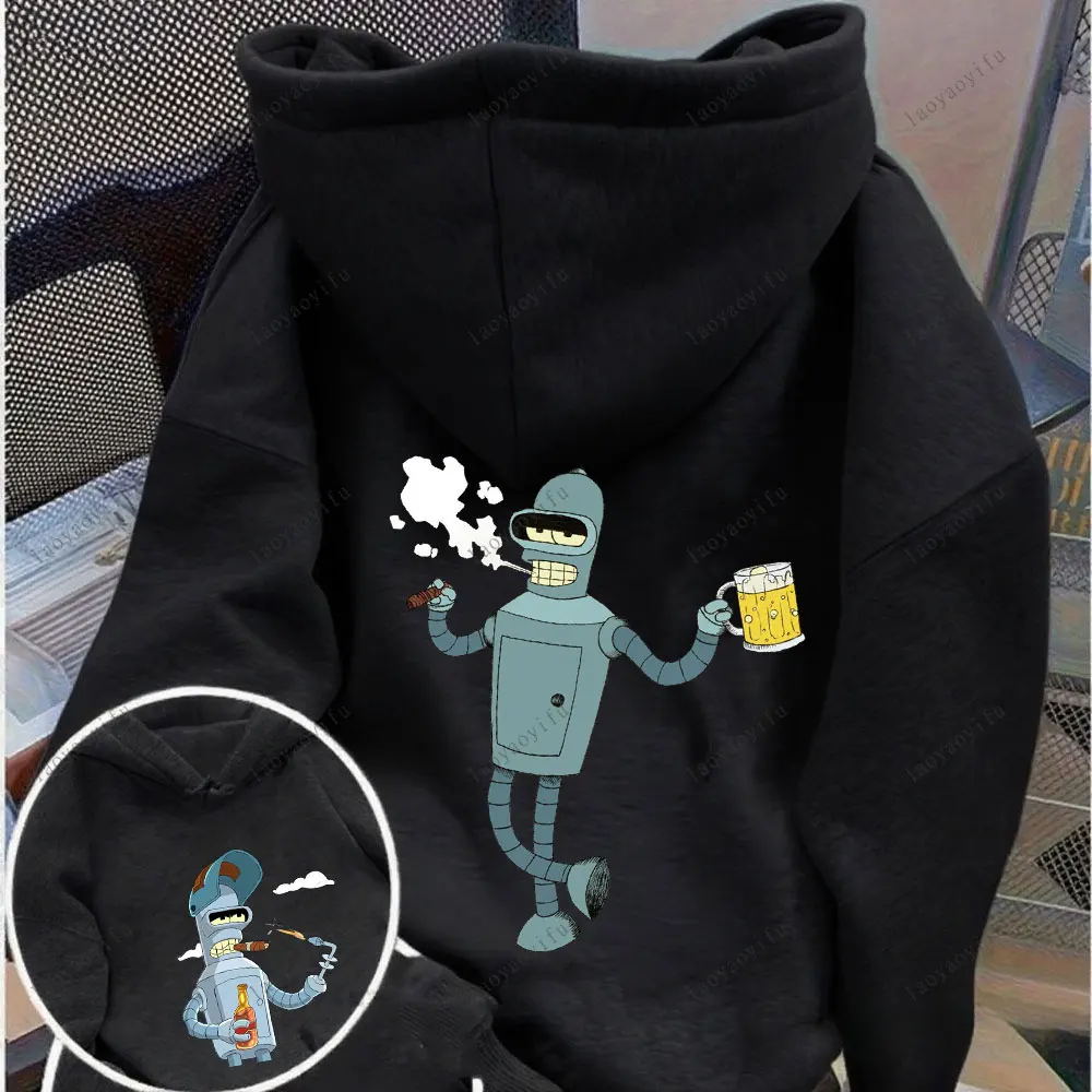 Futurama Hoodie Funny Robots Men Hoodie Cartoon Pullover Unisex Long Sleeve Hoodie Streetwear Harajuku Pullover