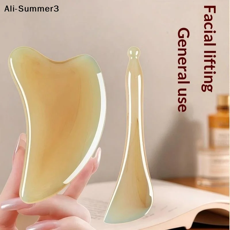 【Vx3】Ensemble de massage Gua Sha en corne de bœuf naturelle, bords lisses, effet liftant pour le visage et le corps, utilisation à domicile pour les soins de la peau