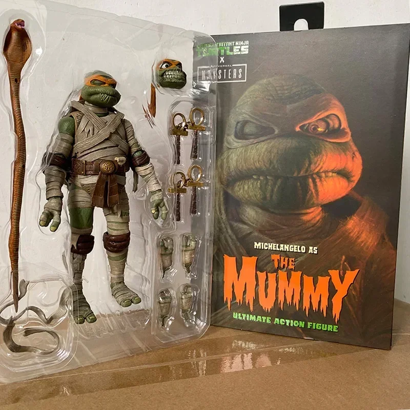 NECA Teenage Mutant Ninja Turtles Global Monster Mummy Turtle Michelangelo 7-inch Mobile Action Figure Model Toys Collection