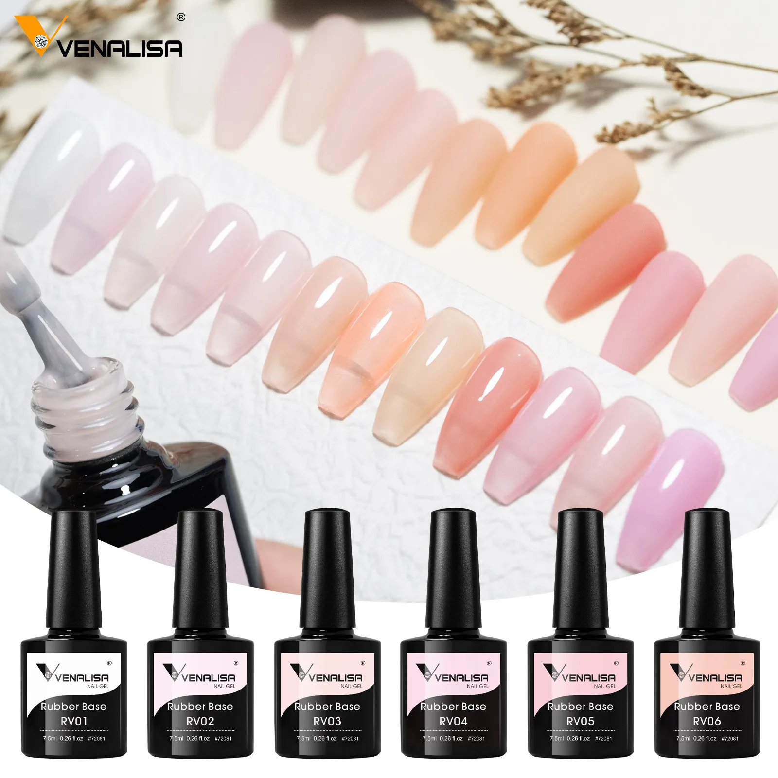 

VENALISA Rubber Base Coat Color Nail Gel Polish Jelly Semi Transparent French Nail Camouflage Soak off UV LED Nail Gel Varnish