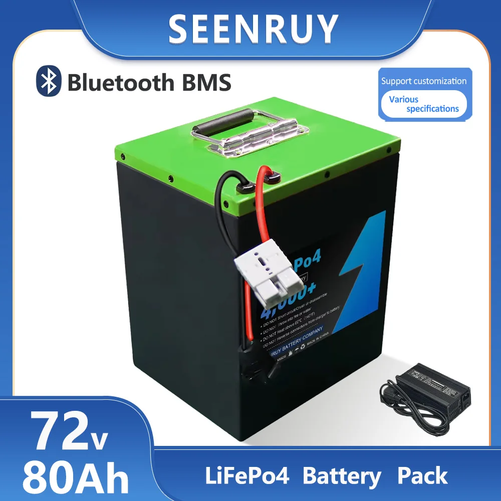 

72V 80Ah Lifepo4 Battery Pack Lithium Iron Phosphate Deep Cycle for motorcycle Golf Cart Built-in BMS +Charger