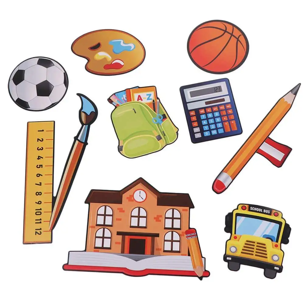 Perlengkapan Foto Musim Sekolah Kembali ke Sekolah Ransel Warna-warni Pulpen Mobil Pesta Bingkai Kertas DIY Kartun Tanda Selamat Datang di Sekolah