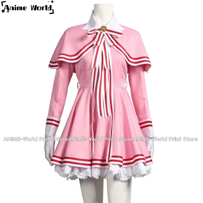 

《Custom Size》Anime Cardcaptor Sakura: Clear Card Sakura Kinomoto Pink Dress Cosplay Costume Any Size