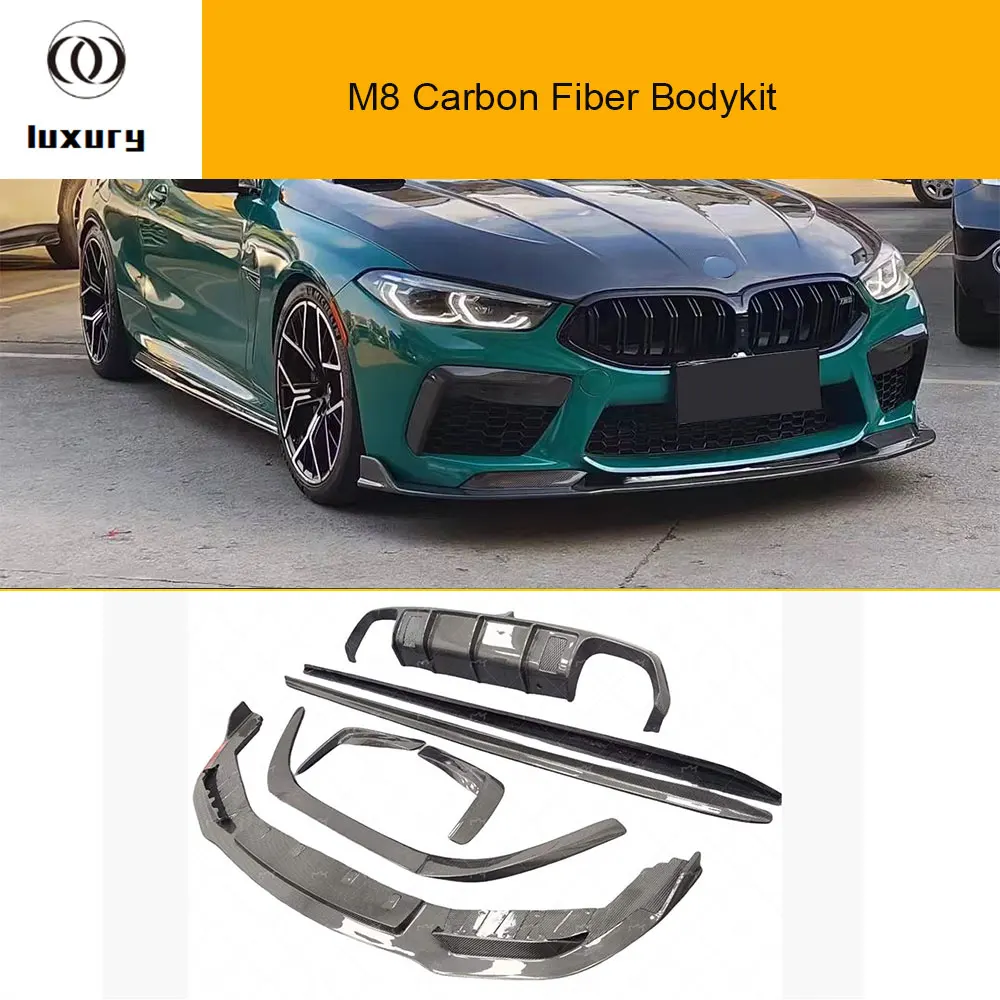 V Style Carbon Fiber Bodykit for BMW F91 F92 F93 M8 Front Bumper Chin Lip Splitter Rear Diffuser Side Extension Skirt