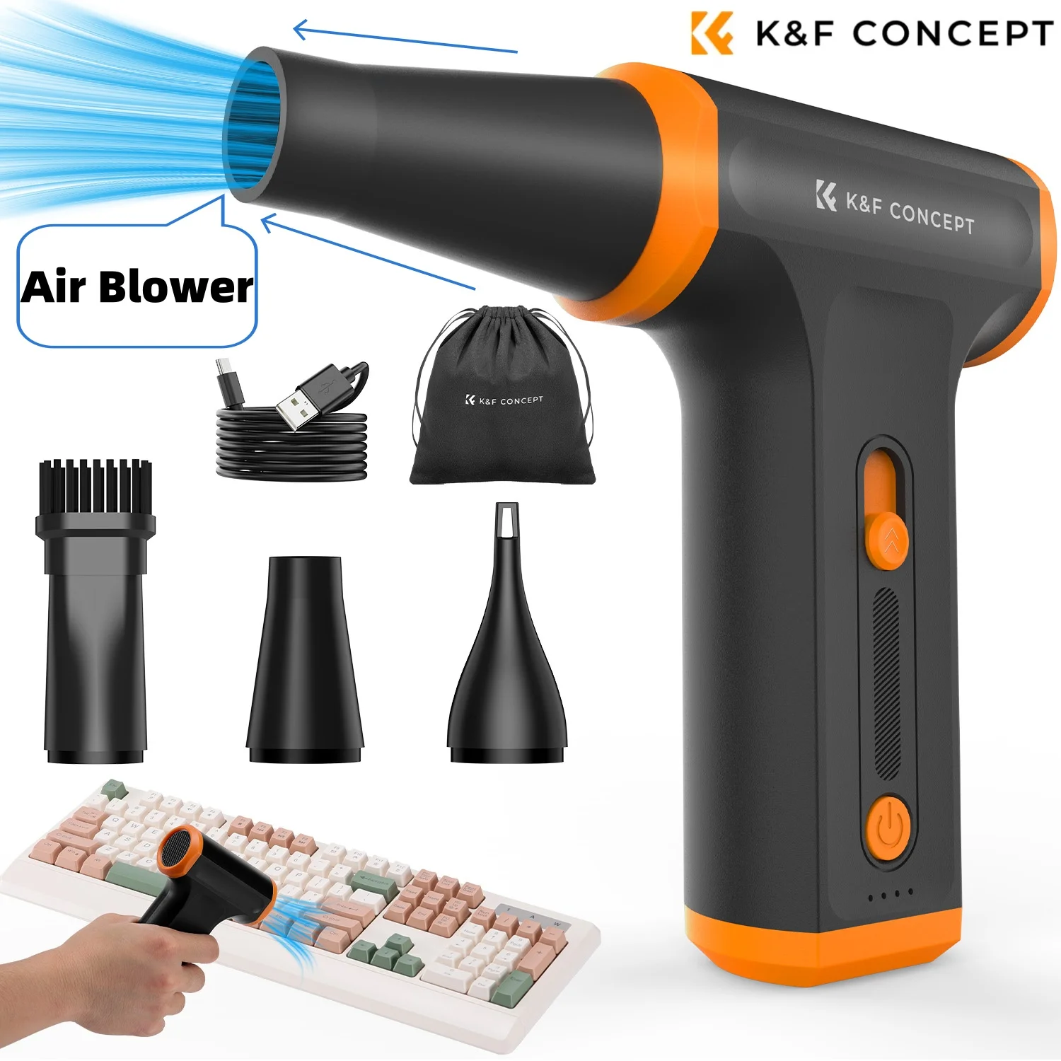 

K&F Concept 110000RPM Electric Air Blower 3 Gear Compressed 5000mAh Air Duster for PC Computer,Laptop Keyboard,Camera Cleaning