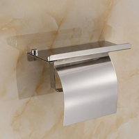 Wall mounted stainless steel toilet paper holder (with storage tray), mobile phone holder, bathroom waterproof roll box