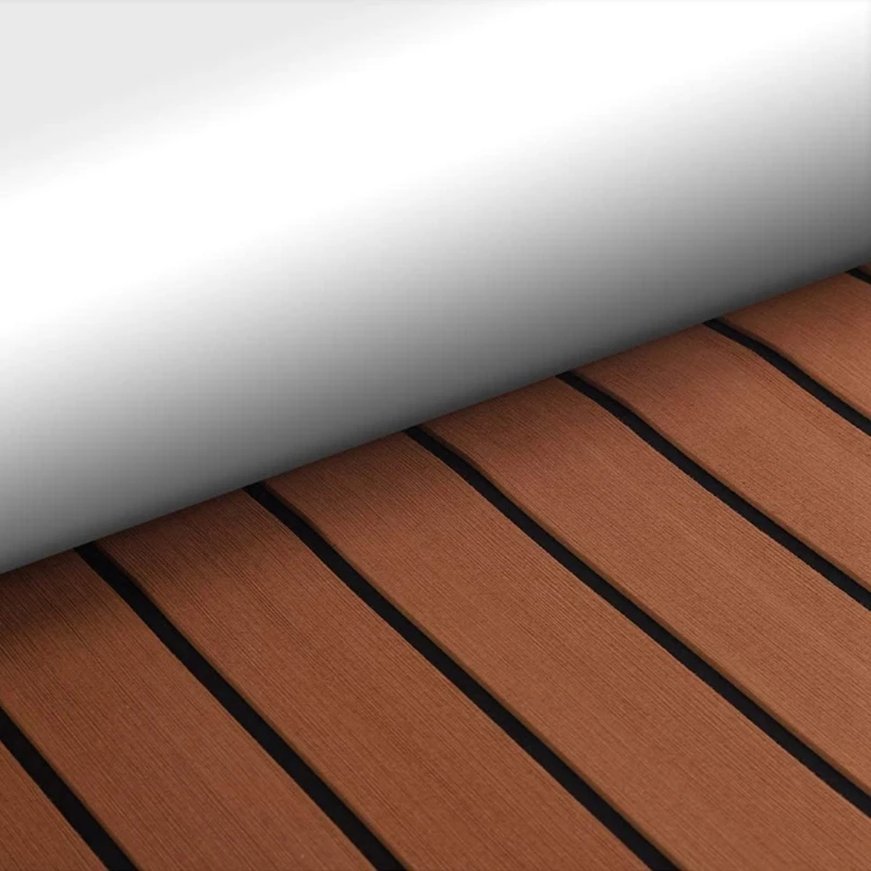 2X Foam Teak Decking Eva Foam Marine Vloeren Faux Boot Decking Sheet Accessoires Marine Bruin Zwart 450X2400x6mm