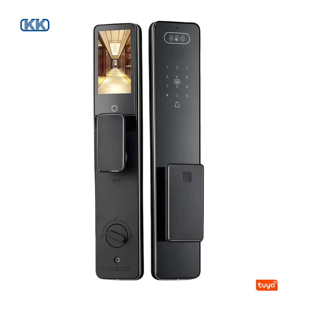 Tuya Wifi Smart Lock For Wood Door Video 3D Face & Fingerprint Recognition Automatic Gate Access Home Security Biometric Lock