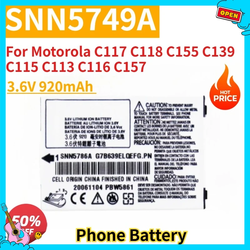 

New Mobile Phone Battery 3.6V 920mAh SNN5749A For Motorola C117 C118 C155 C139 C115 C113 C116 C157