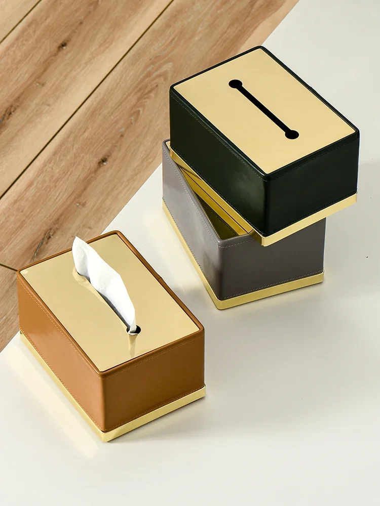 

Tissue Leather Desktop Decoration Room Office Paper Drawer Napkin Storage Ornament