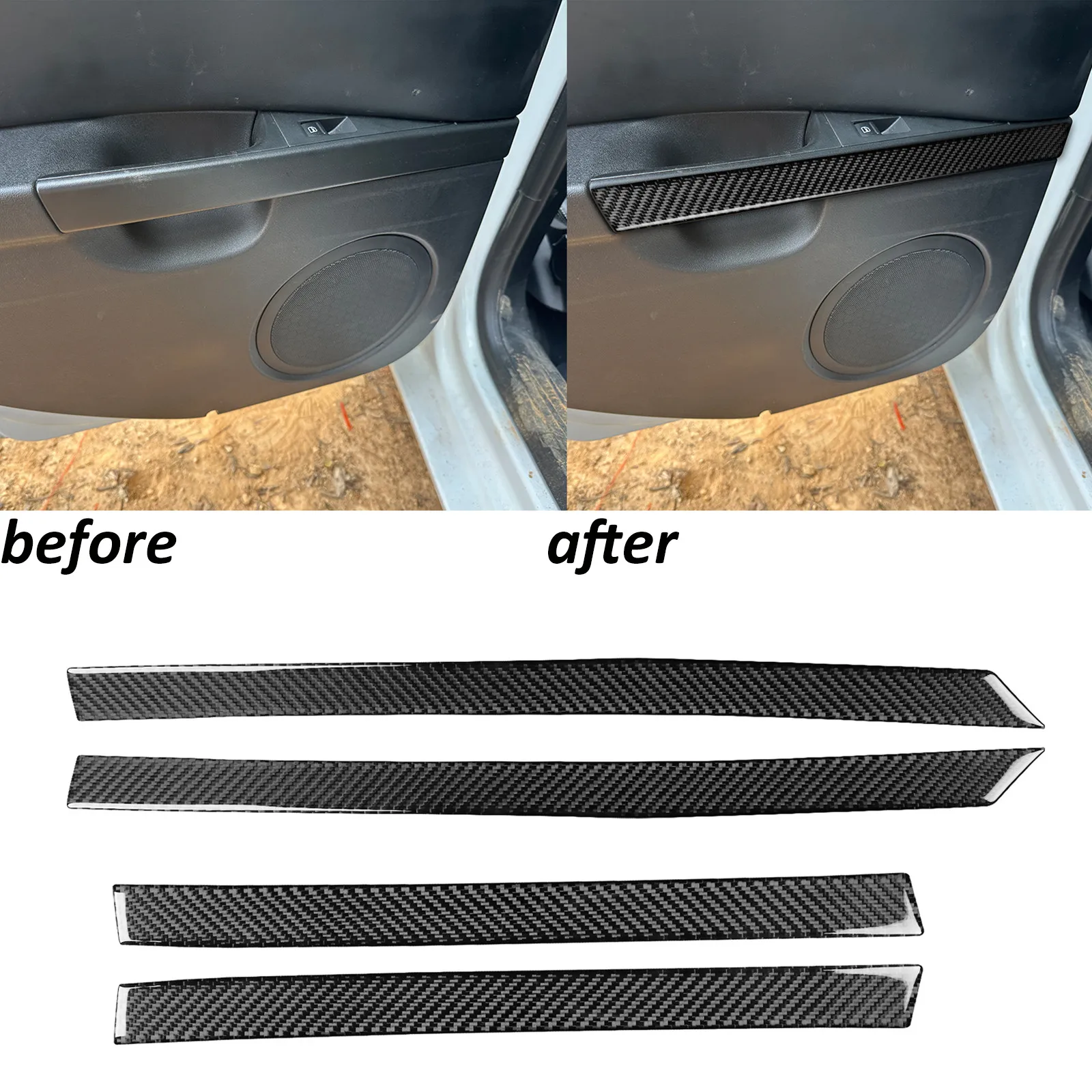 

4PCS Real Soft Carbon Fiber For Seat Leon MK2 2005 2006 2007 2008 2009 2010 2011 2012 Car Inner Door Panel Sticker Accessories