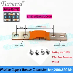 12V Lifepo4 Battery Flexible Busbar Copper Connecter 4 Holes Busbar EVE 280K Double-hole Bus bar for EVE 280K 310Ah 304A Lifepo4