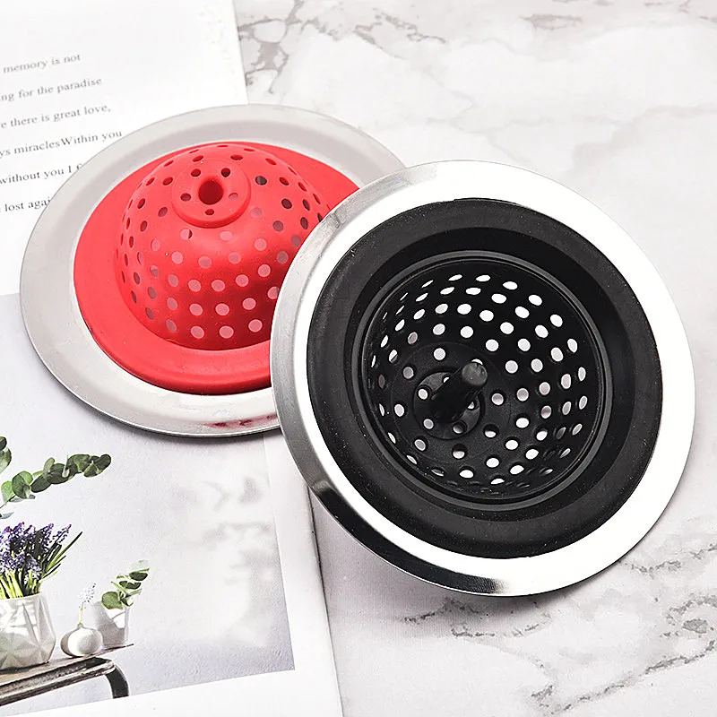 Silicone Stainless Steel Hair Filter Shower Hole Filter Utility Sink Protection Filter Bathroom Accessories Kitchen Tool