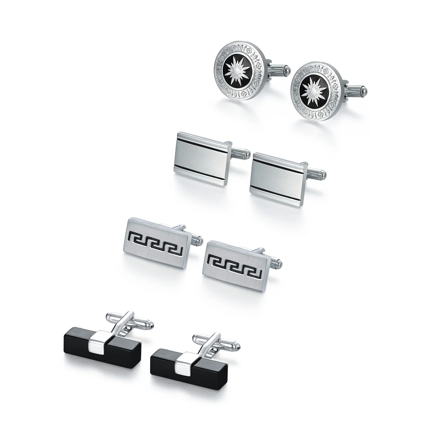 1/4Piar Oblong Man Shirt Cufflinks Button Copper Men's Cufflinks For Mens Wedding Guests Gift Rectangle Men Cuffs Links Tie Clip