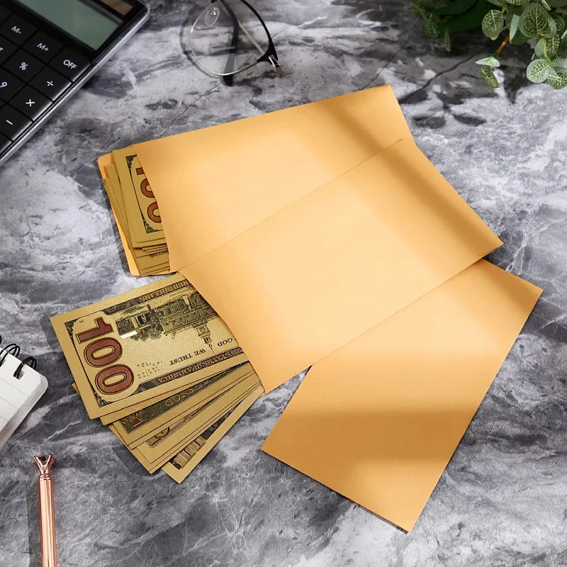 

50pcs Golden Cowhide Envelope Candy Cookie Packaging Bags Wedding Birthday Party Decoration Supplies Mini Envelopes Storage Bags