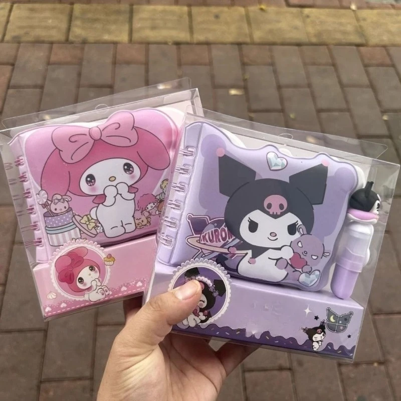 

My Melody Anime Peripherals Cartoon Kuromi Extract Cover Portable Mini Kawaii Notebook Highlighter Combination School Supplies