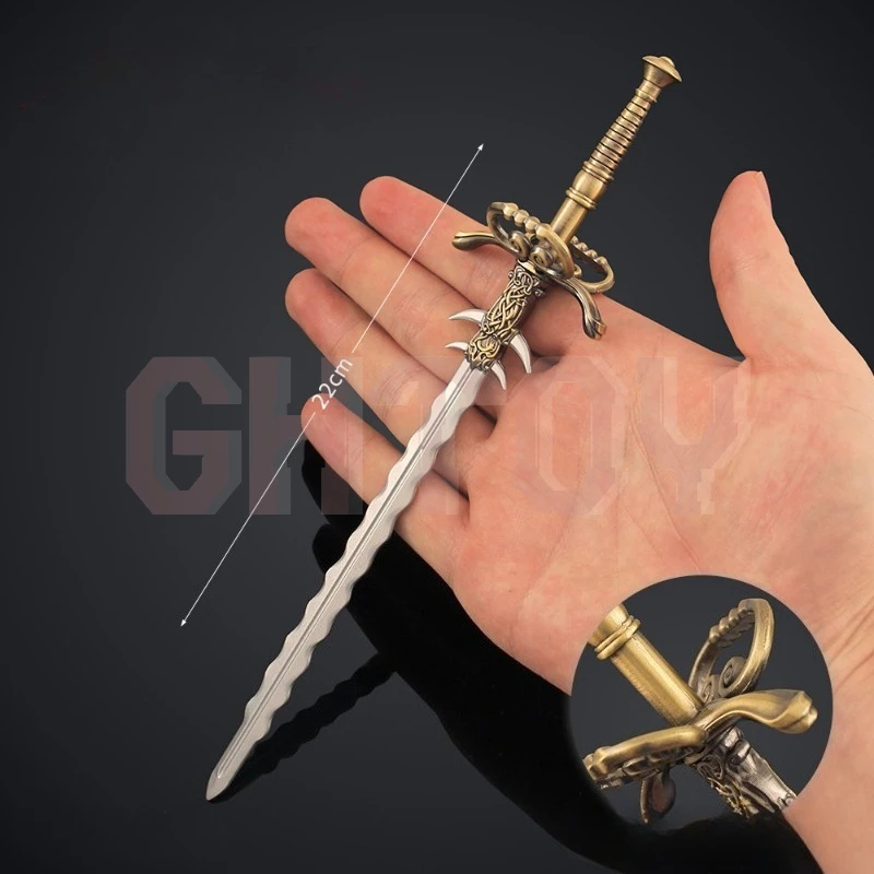 22cm/8.66in diablo 2 espada de mão dupla dentes grossos serra grande jogo armas modelo liga brinquedo colecionável ornamentos decorativos meninos