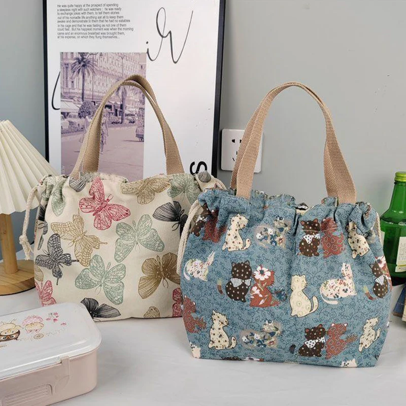 Bolso de mano con estampado informal, bolsa de almuerzo de gran capacidad, a la moda