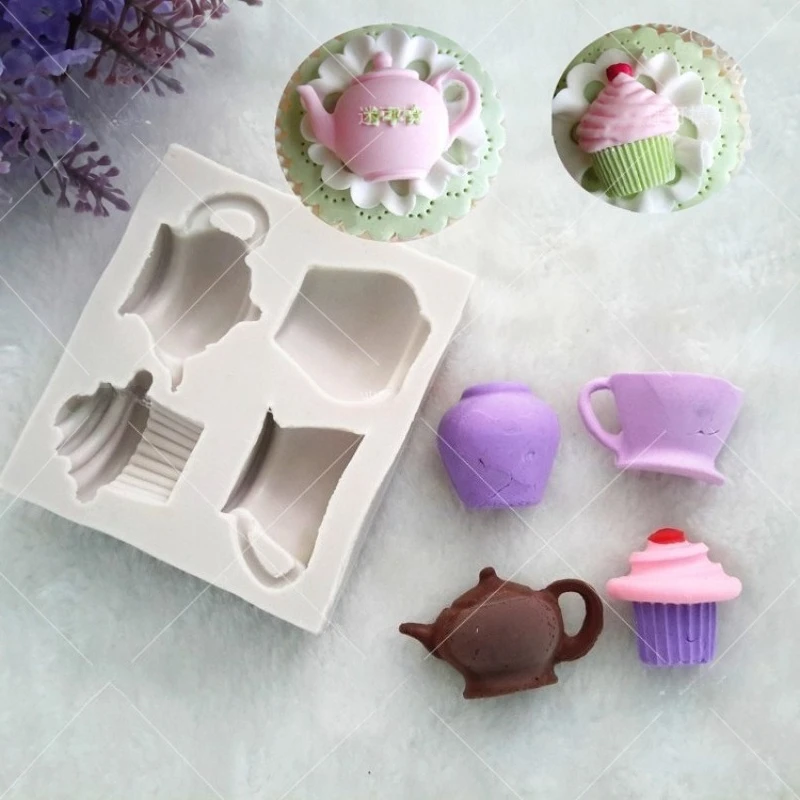 

Cake Silicone Mold Teapot Teacup Silicone Chocolate Mold Fondant Cake Mold Cake Decoration Accessories Baking Accessories