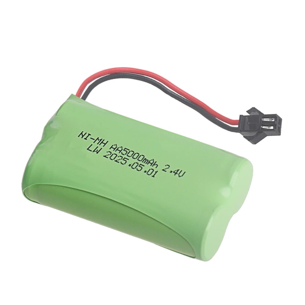 2Pcs/Pack 5000mAh 2.4V AA Ni-MH Battery Pack SM /Tamiya /JST PLUG For RC Toys Cars Trucks Boats Tanks, 2*AA 2.4V NiMH Batteries