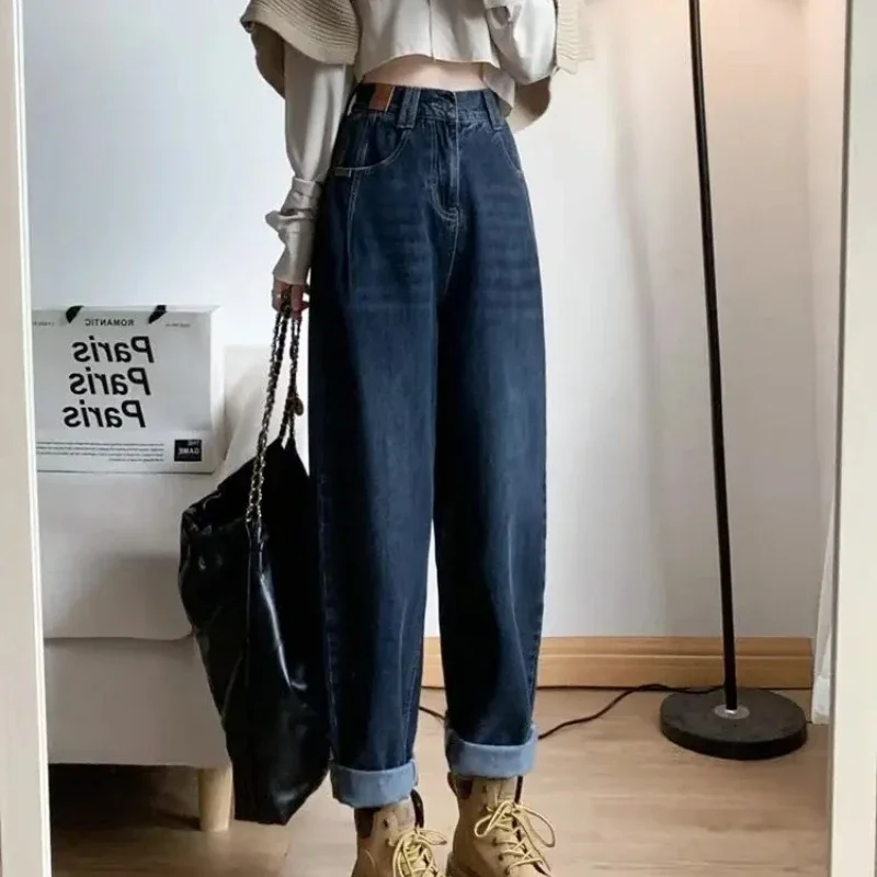 Cowboy Pants for Woman High Waist Shot Harem Trousers Loosefit Women's Jeans Stretch 2025 Fashion Korean Good Quality Cheap Emo