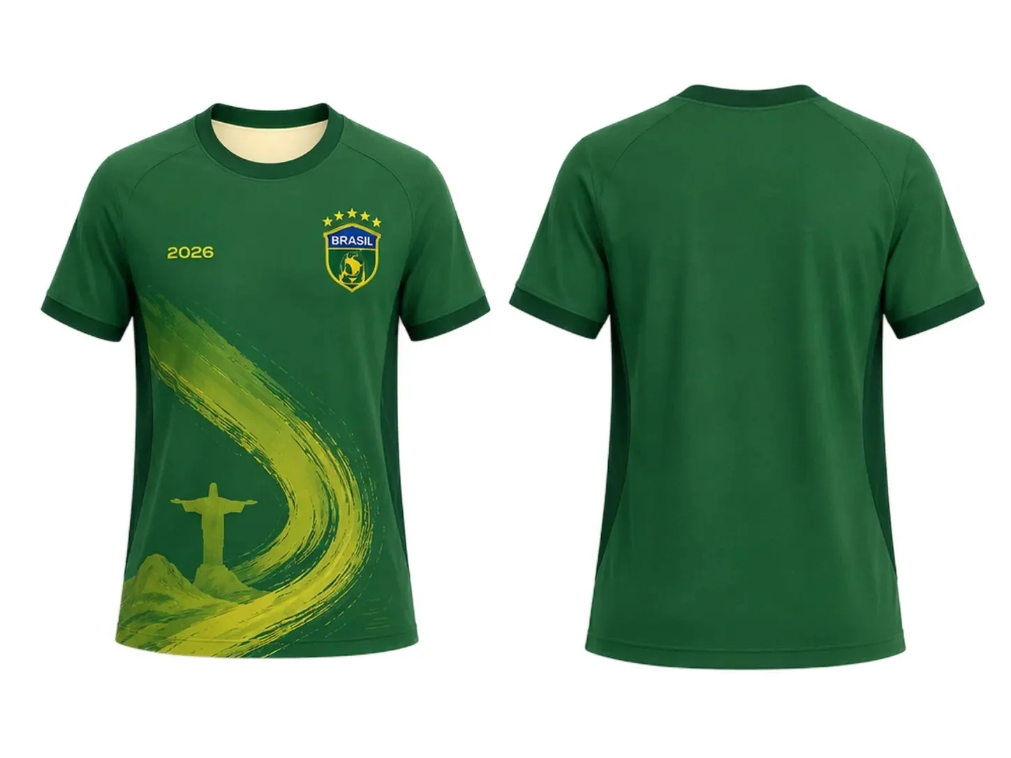 2026 New Quick Dry Brazil 3D Printing Theme Football T-Shirt Fan Surrounding T-shirt for Men Family Matching Parent-child