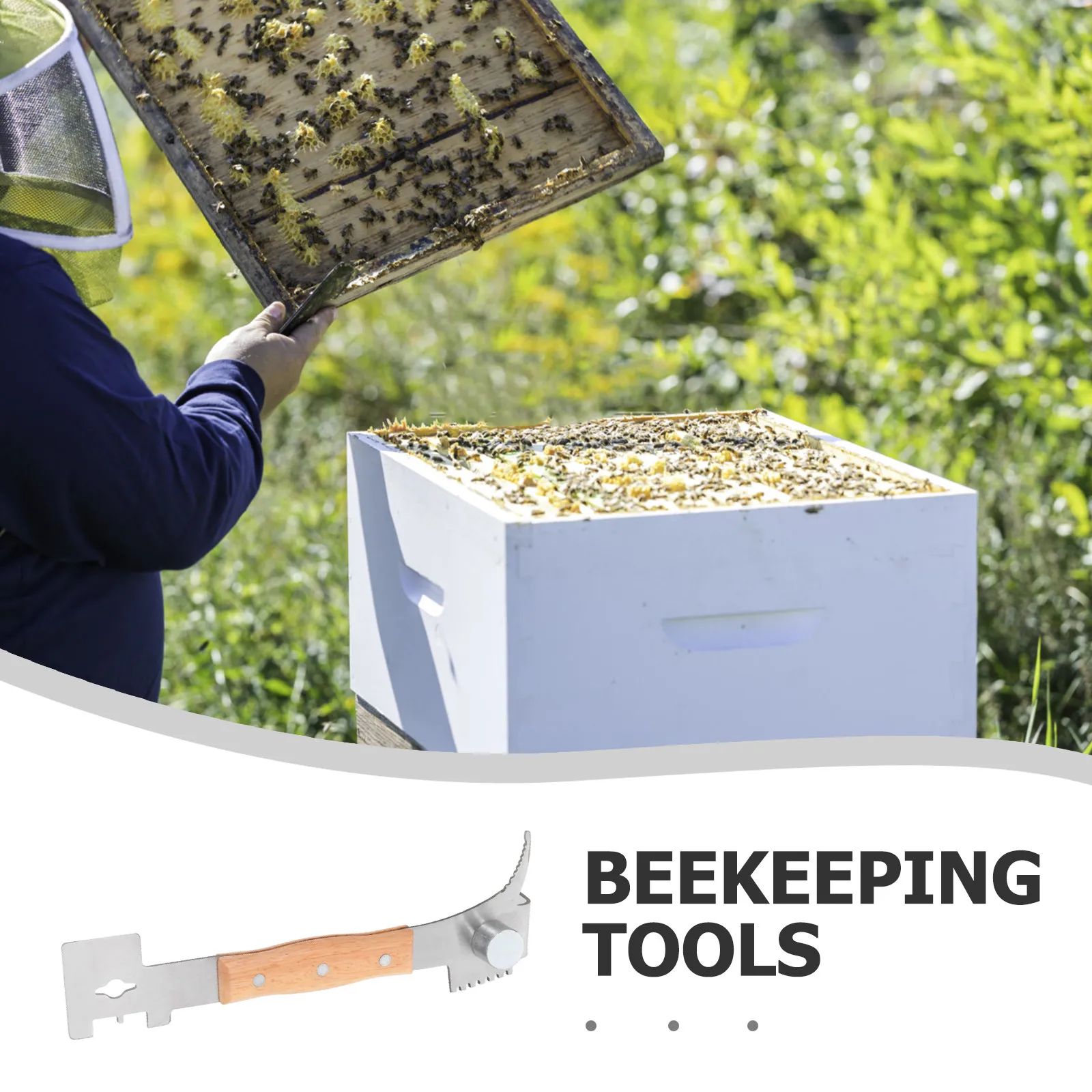 Effortless Beekeeping Hive Tool Galvanized Steel Pry Bar J-Shaped Hook Wooden Handle Frame Separator Uncapping Scraper Apiary