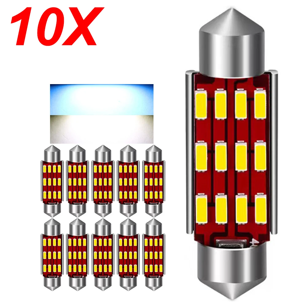 10x Car Interior Light White 31mm 36mm 39mm 41mm Car Festoon Lights C5W C10W 4014LED CANBUS Auto Interior Dome Lamp Reading Bulb