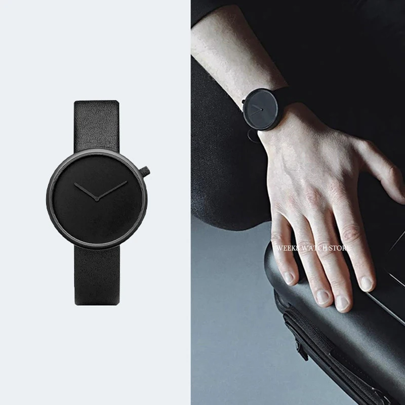 Montre unisexe simple pour hommes et femmes, montre-bracelet à quartz, horloge-bracelet, cadran noir et blanc, concept de mode, couple