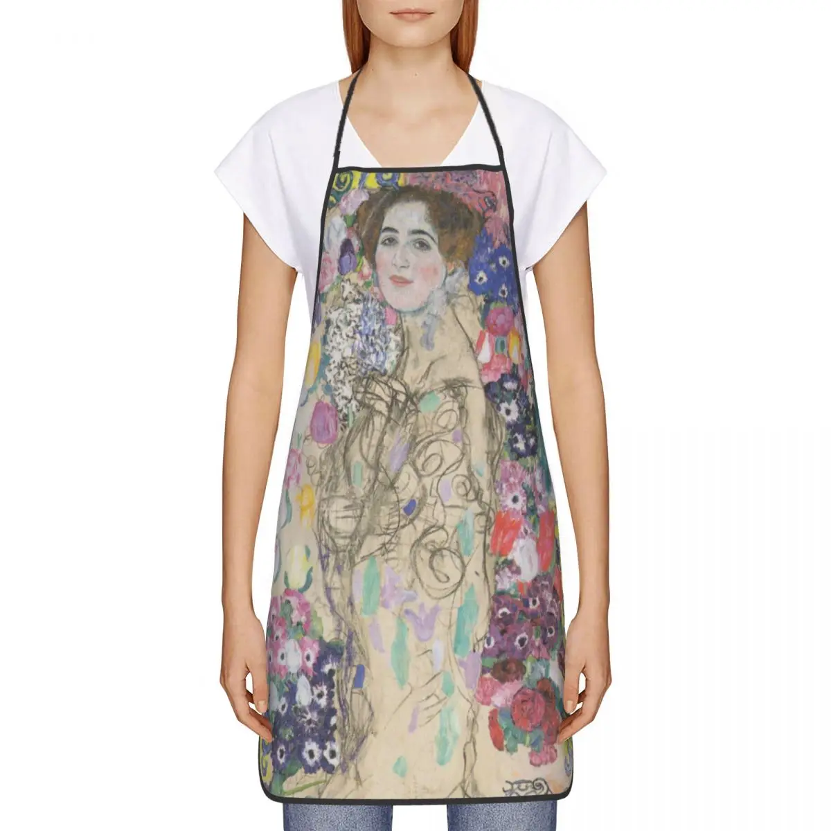 Portrait Of Ria Munch Gustav Klimt Apron Men Women Adult Unisex Kitchen Chef Bib Tablier Cuisine Cooking Baking Painting