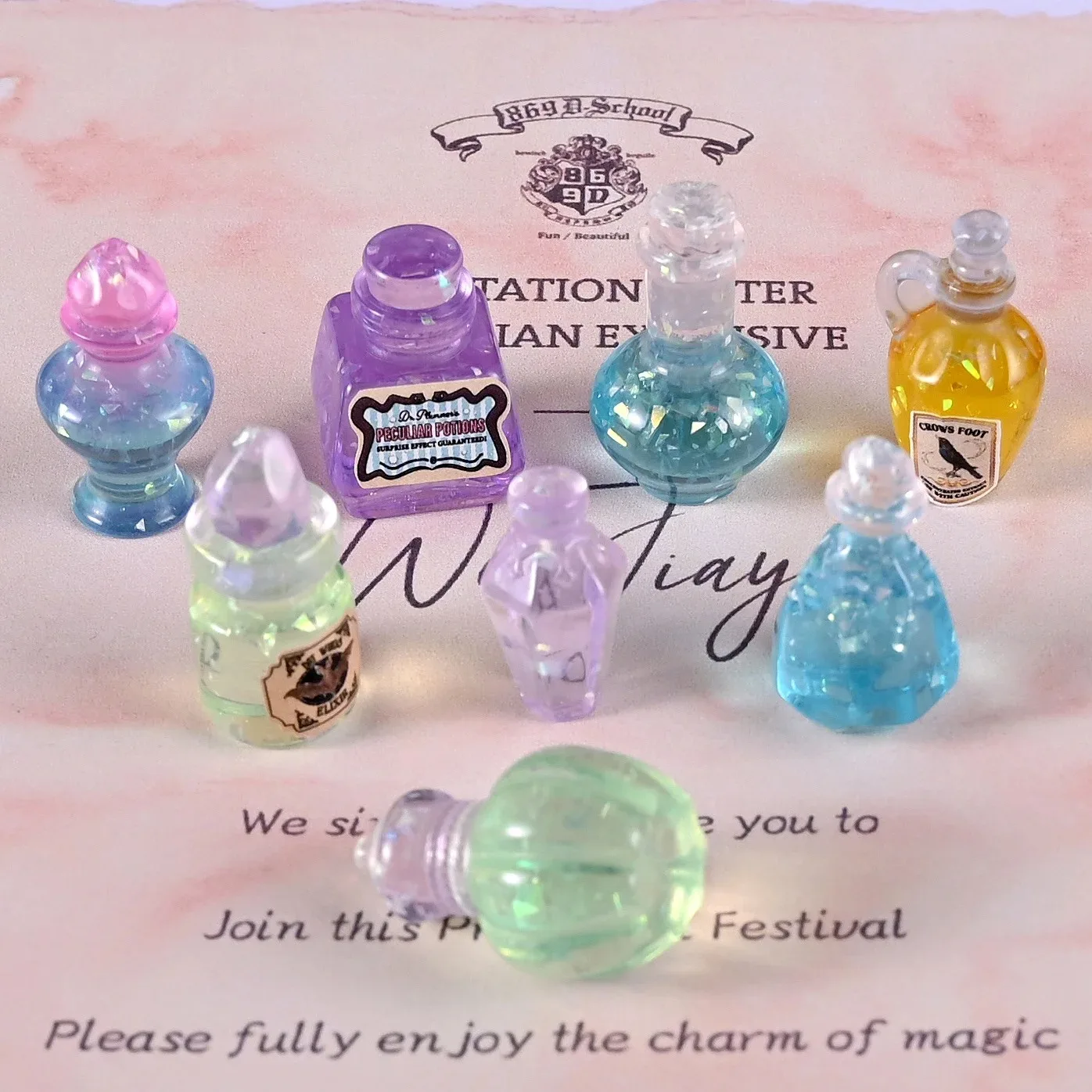 1:12 Dollhouse Miniature Magic Potion Bottles 10pcs Resin Retro Ornaments