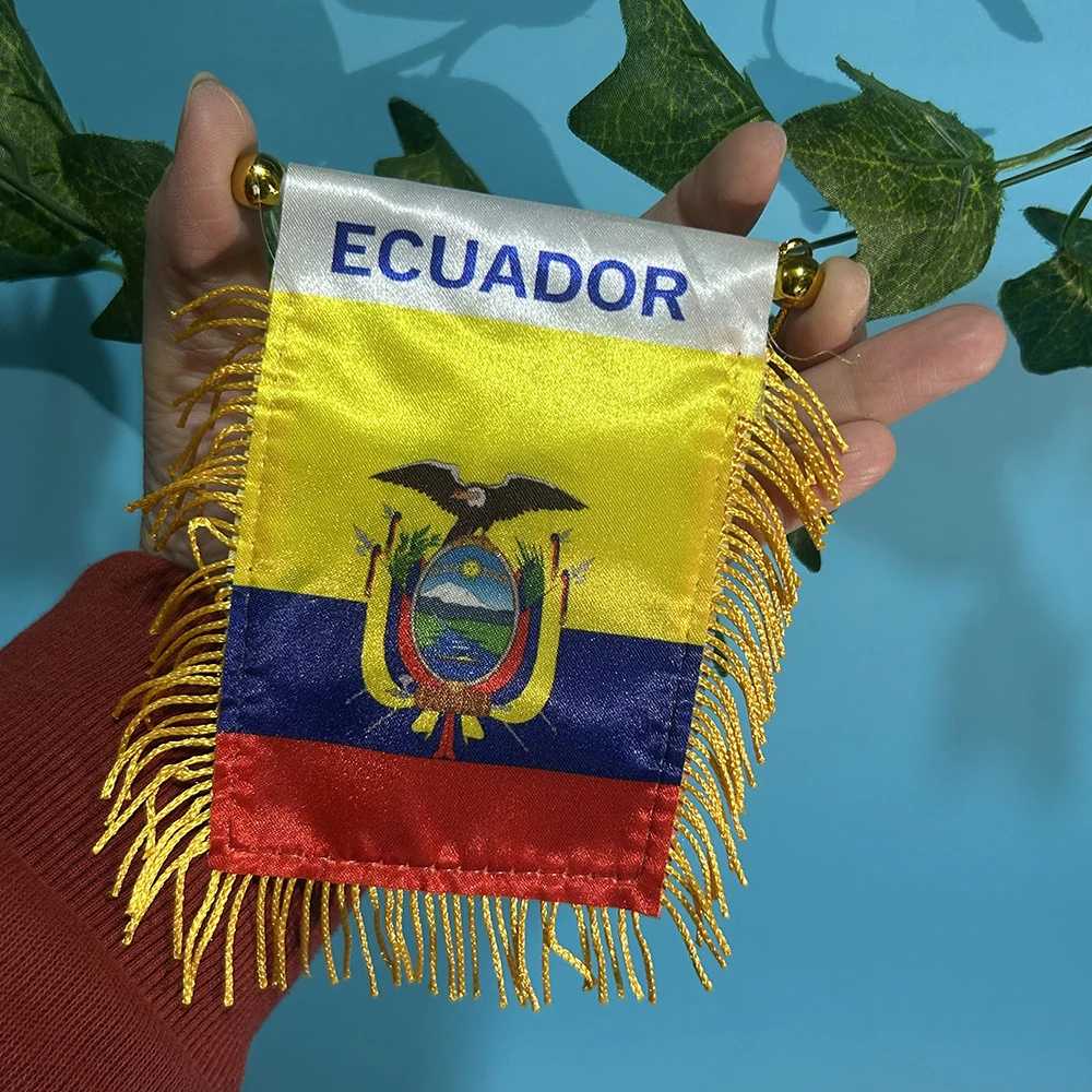 (SKY FLAG) Ecuador Car Window Flag 8*12cm Polyester Double Side Printed Ecuador Hanging Flags Ecuador Mini Flag for Football Cup