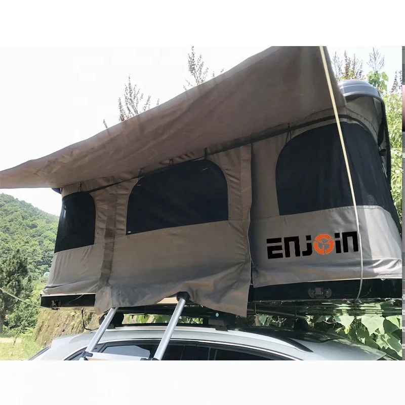 

ENJOIN Hard Shell Aluminium Folding Waterproof Roof Top Tent 3-4 person For Outdoor Camping