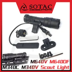 SOTAC M640V M640DF M340C M340V Tactical Flashlight Hunting Scout Light with MLOK Mount with 20mm Picatinny Rail