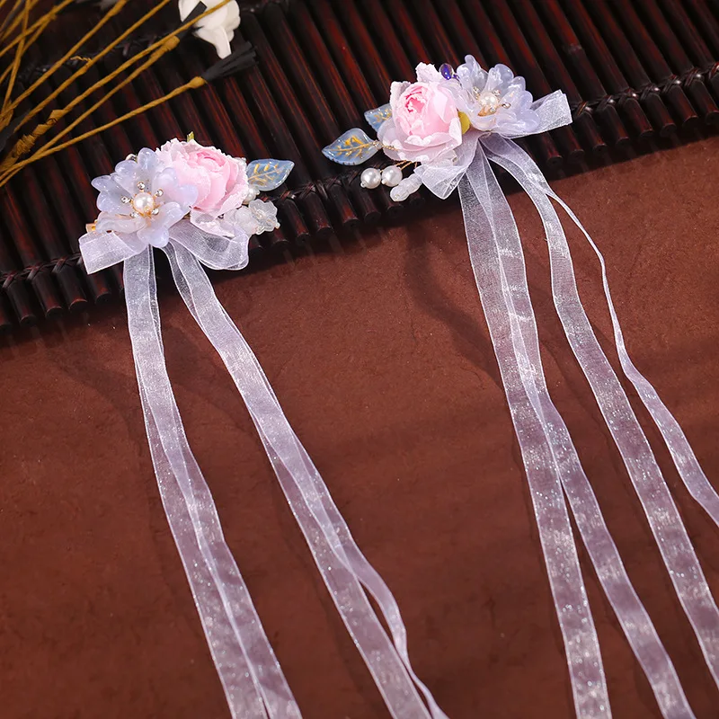 

Traditional Hanfu Hair Clips for Women Long Ribbons Tassels Hanfu Hair Clips Vintage Floral Chinese Hair Accessories Gift