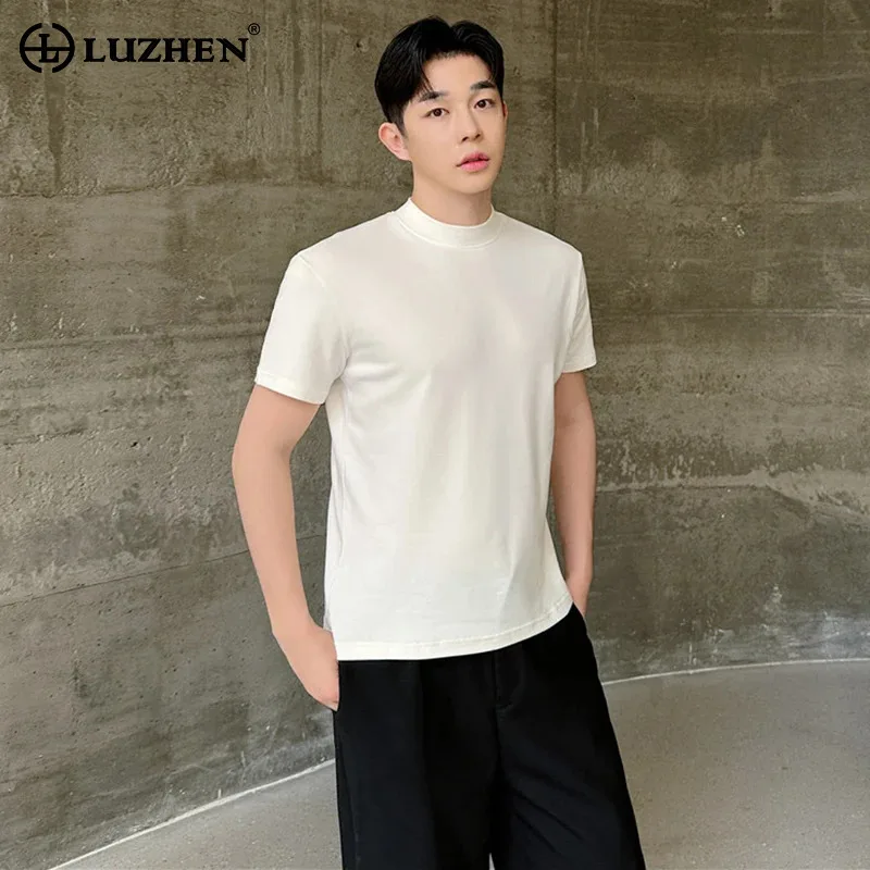 LUZHEN Quality Sleeve T-shirt Simple Handsome 2026 Short High Summer New Solid Color Slim Casual Tops Male Korean Clothes JY8281