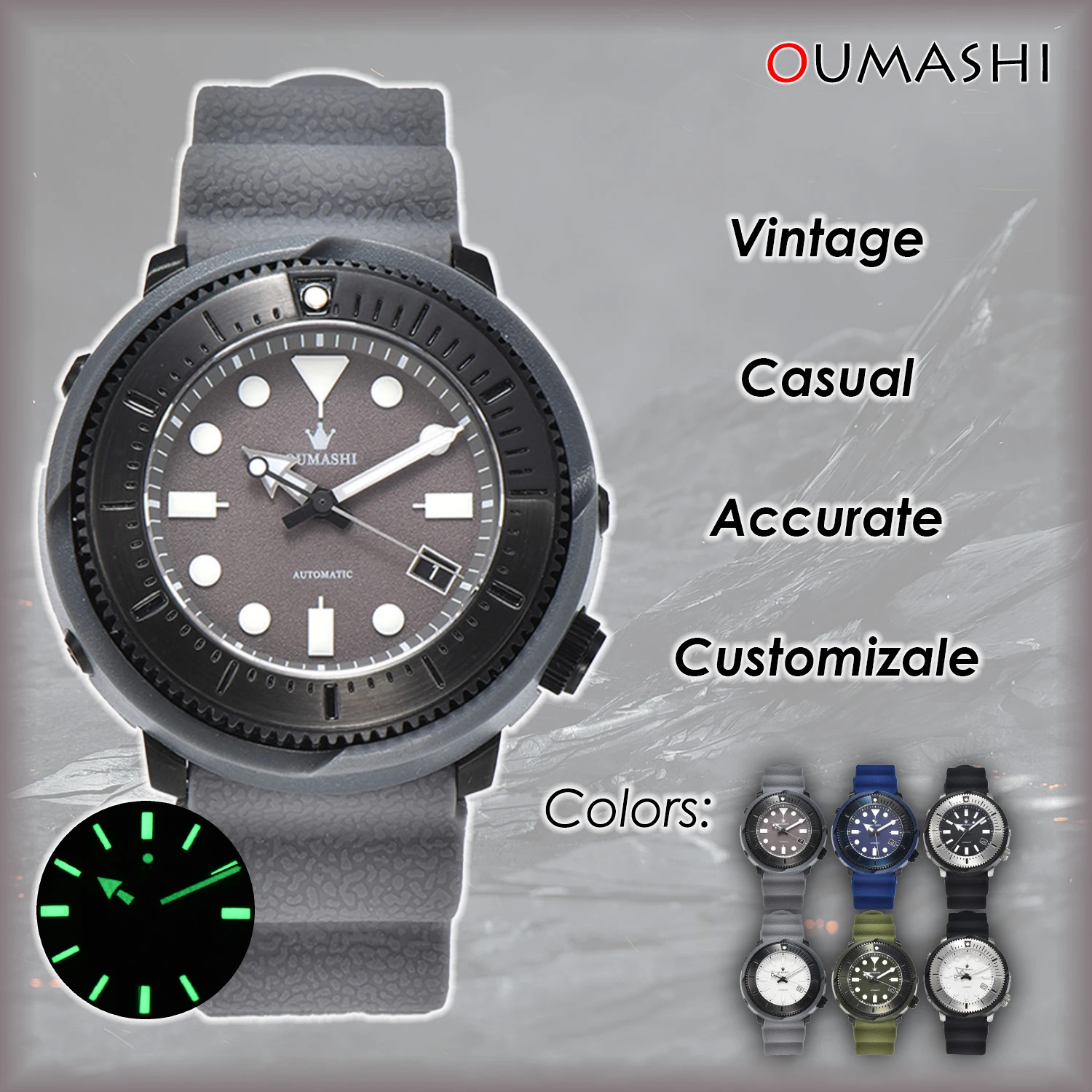 Orologi Monster da 45 mm per uomo NH35 Visualizzazione automatica della data impermeabile luminosa Orologio alla moda casual Logo Commercio all'ingrosso personalizzabile