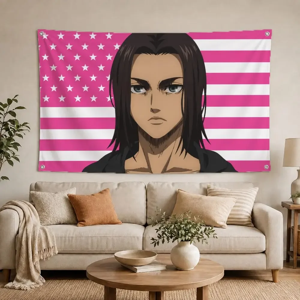 Eren Yeager Levi Ackerman A-Attack on Titan Flags Polyester Digital Printing Banner for Wall Art Out Door Decoration