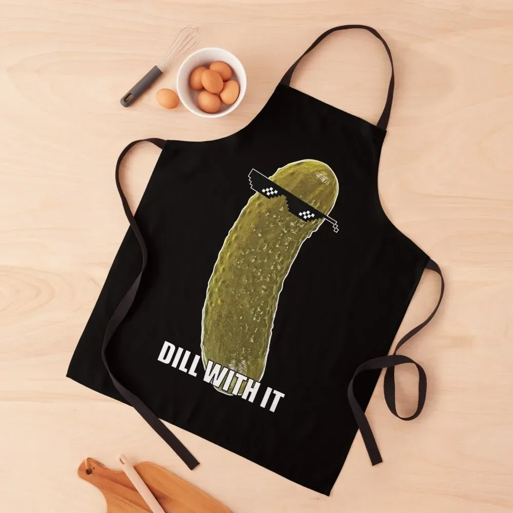 The Funny Pickle - Dill With It meme - Tug Pickle Apron japanese woman cleanings Kitchen For Men Apron