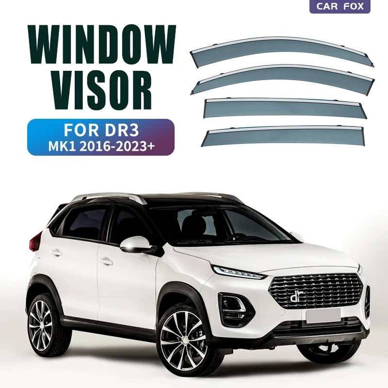 

For DR3 2016-2023+ Plastic Window Visor Vent Shades Sun Rain Deflector Guard 4PCS/SE DR3 2016-2023+