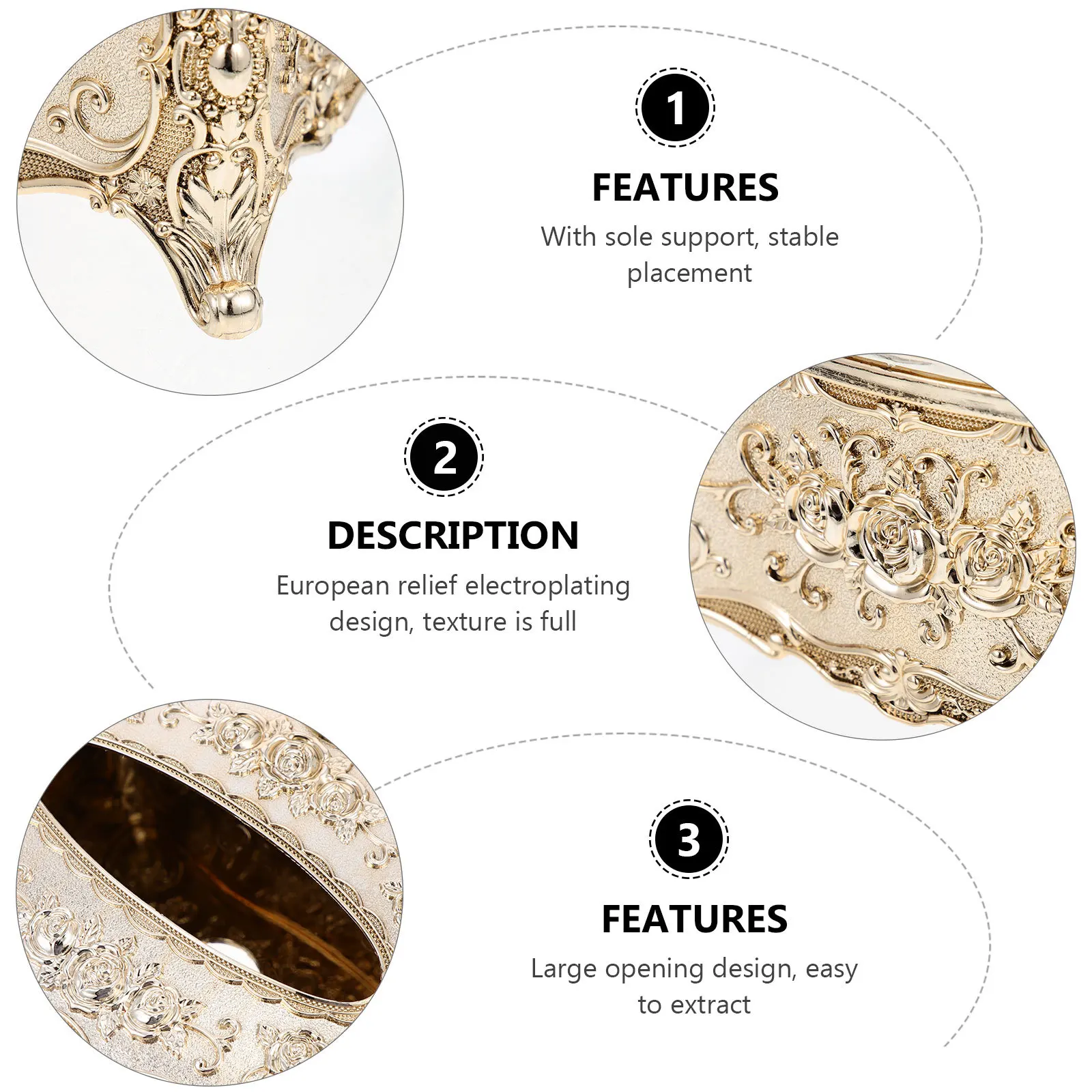 

OHPHCALL Luxurious Rose Tissue Box Holder Acrylic Cover for Bathroom Bedroom Vanity Countertop Nightstand Table Gold 23cm