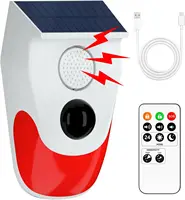 Alarma Solar para exteriores con Sensor de movimiento, alarma activada por movimiento de sensibilidad ajustable, luz de sirena de seguridad de sonido de 129db Ip67 para el hogar