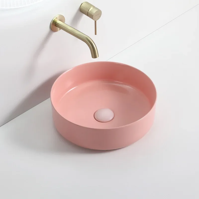 New matte multi-color matching ceramic tabletop basin, high-temperature firing, elegant artistic basin, hotel balcony, hand w