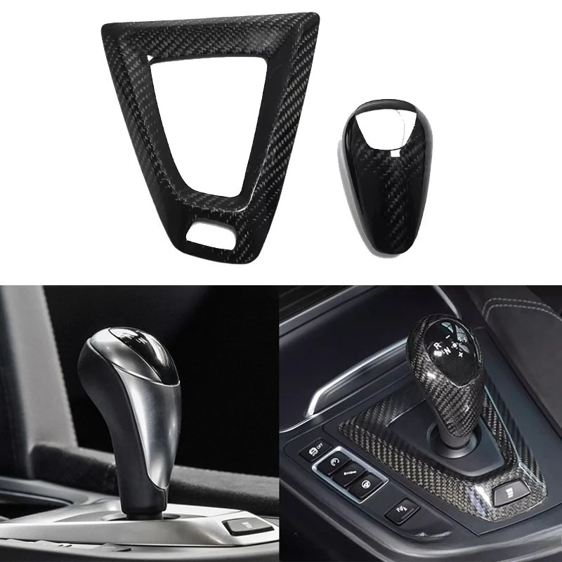 1 قطعة ألياف الكربون والعتاد التحول المقبض غطاء ناقل الحركة شيفتر ملصق لسيارات BMW M2 M3 M4 2014-2020 ، الملحقات الداخلية