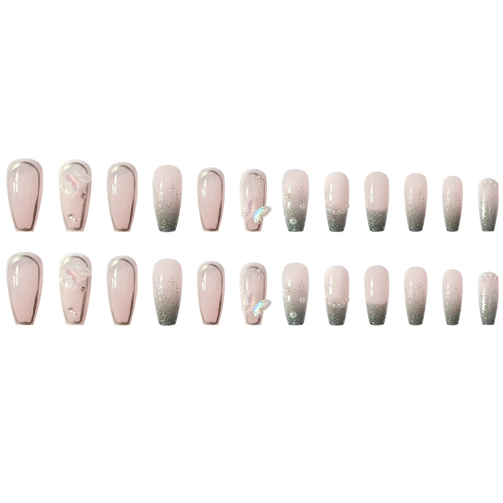 24pcs Press on Nails False Nail Butterfly Resin Ballerina Nails Artificial Nail Tips Manicure Tool Nail Tips Wearable Fake Nails image 5