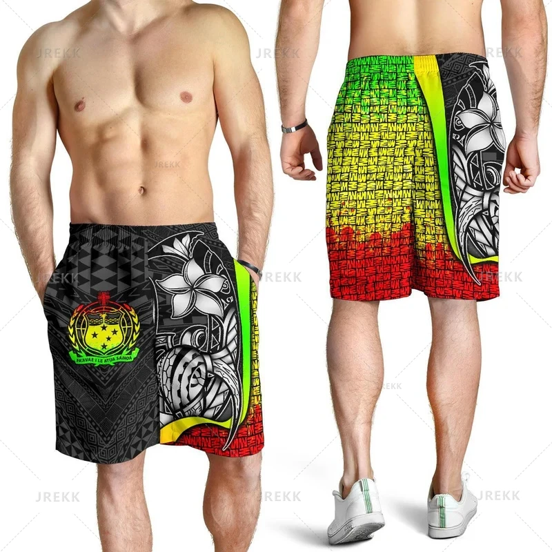 New Vintage 3D Print American Samoa Beach Shorts Fashion Streetwear Board Shorts Unisex Cool Swimming Shorts Men Swimming Trunks